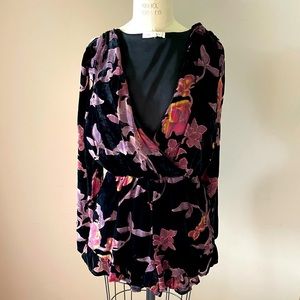 Honey Punch Velvet Burnout Romper